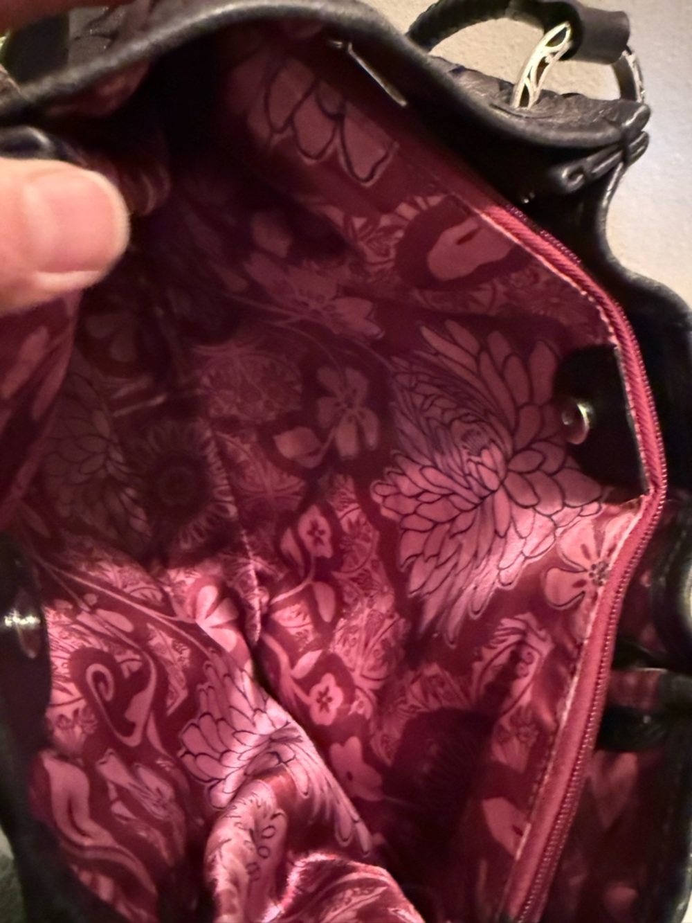 Brighton Valencia Pewer With Black  Embroidered Handbag EUC - Picture 8 of 13